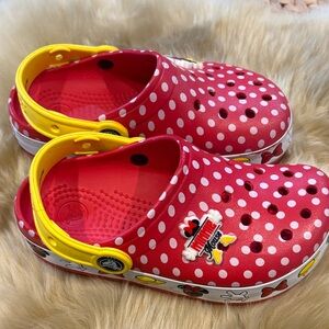 Kid’s Disney Red and Yellow Polka Dot Crocs size 13 EUC literally only worn 2x